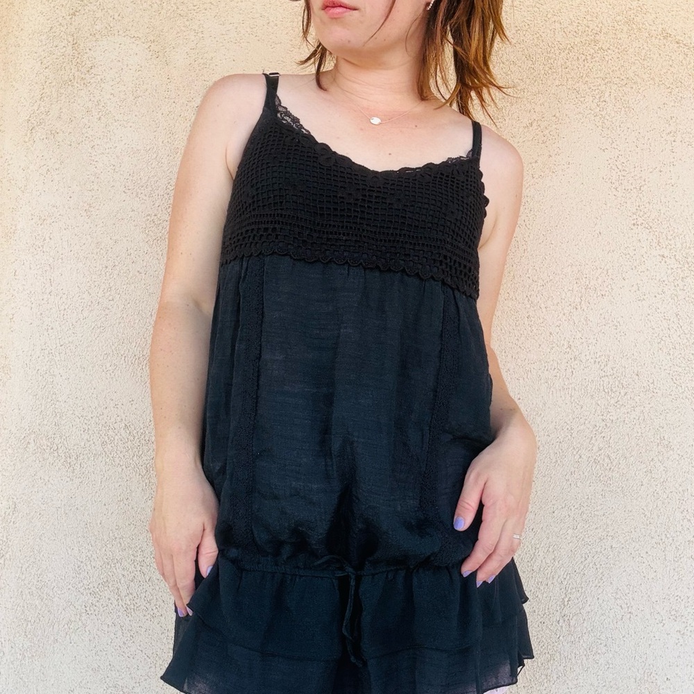UK2LA Black Crochet Trim Dress